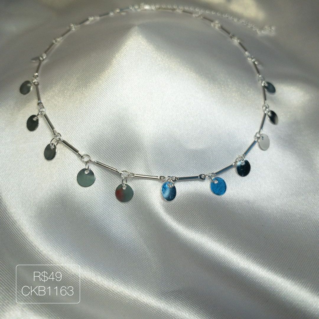 Chocker Palito + Moeda Prateado